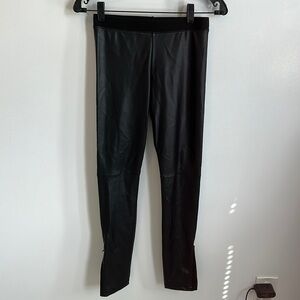 David Lerner Black Faux Leather Ankle Zip Leggings